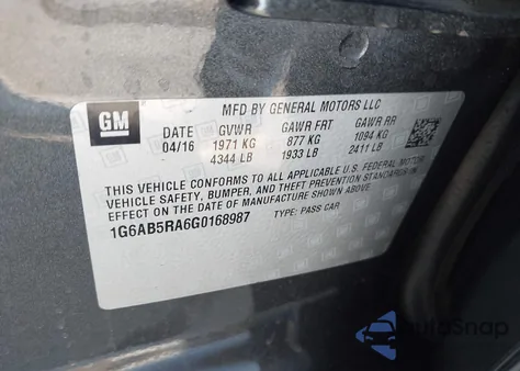 2016 Cadillac Ats Luxury Collection z USA, uszkodzony, nr VIN 1G6AB5RA6G0168987